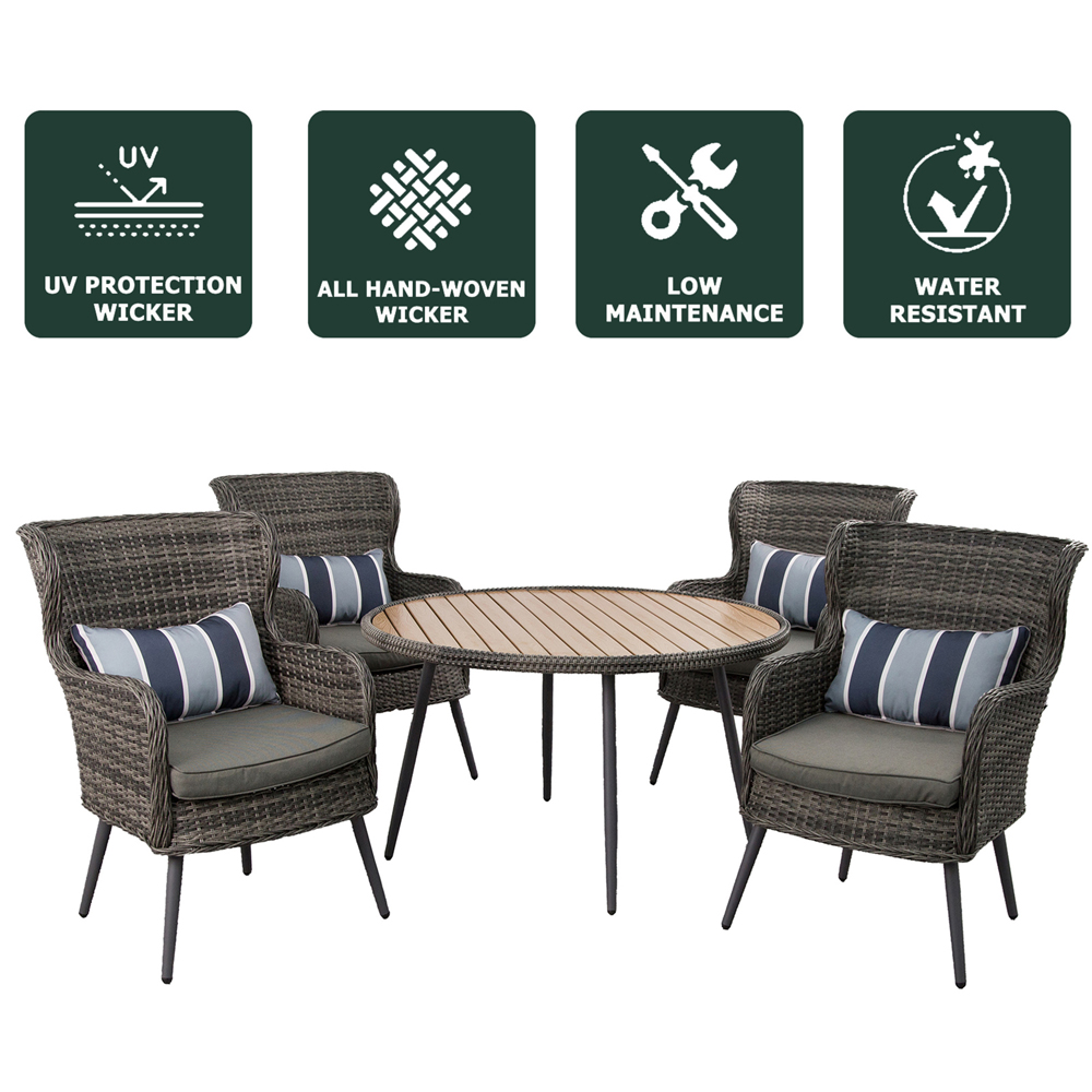 Furniture One 4 Seater Rattan Garden Dining Set Yellow Image 4