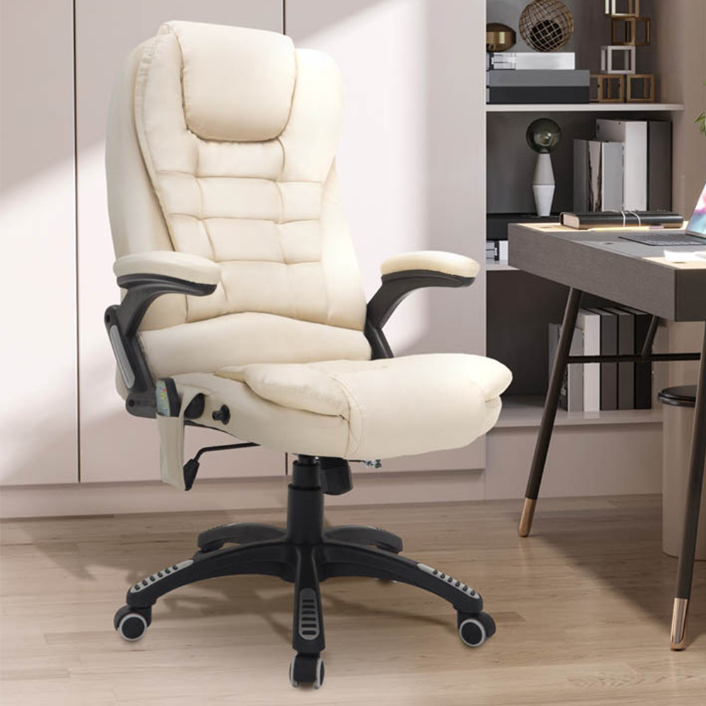 Portland Cream Faux Leather Swivel Office Chair Image 1