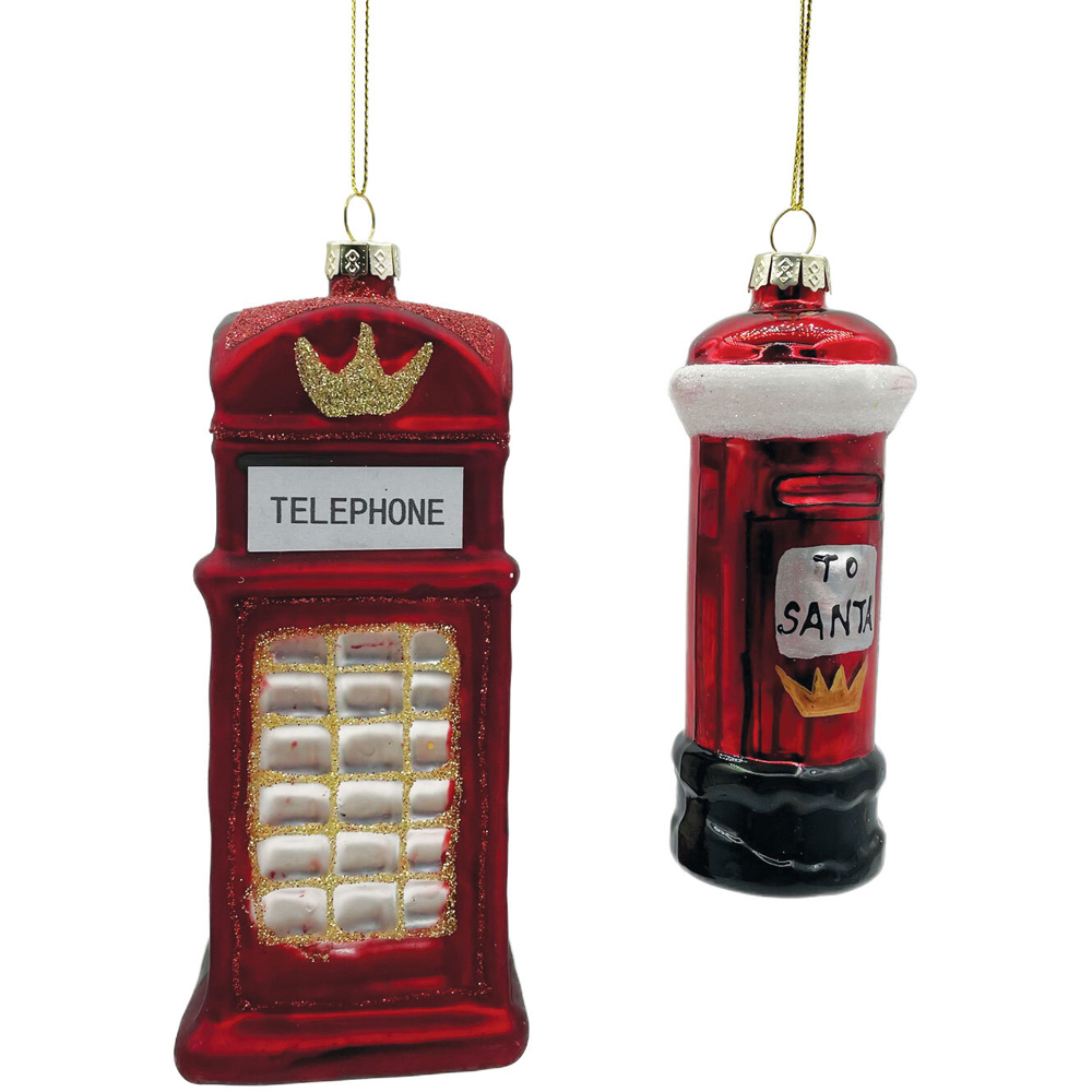 Around The World British Phone or Post Box Hanging Decoration Image