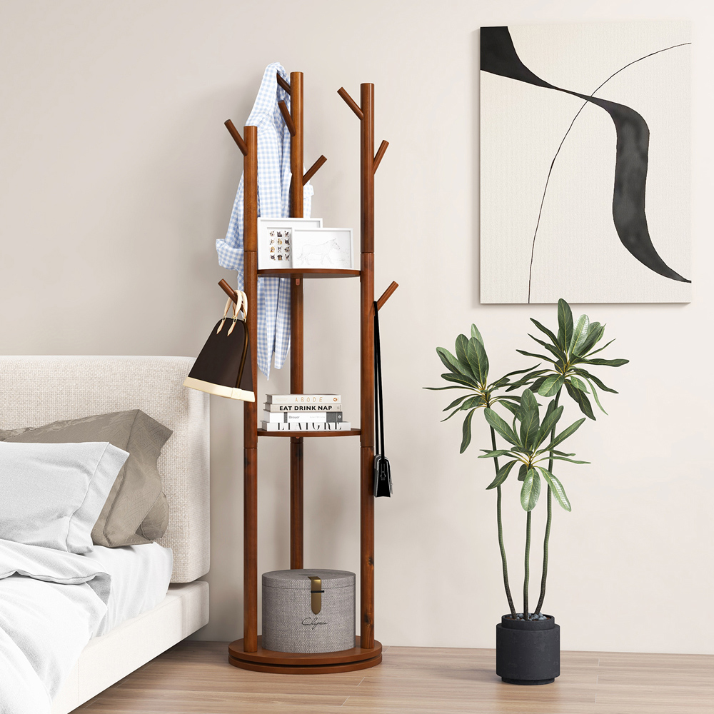 Costway Freestanding Wooden Coat Tree Image 3