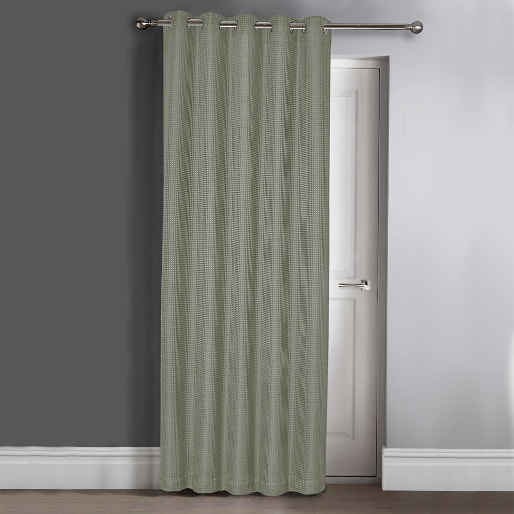 Velosso Waffle Sage Blackout Door Curtains 214 x 117cm Image