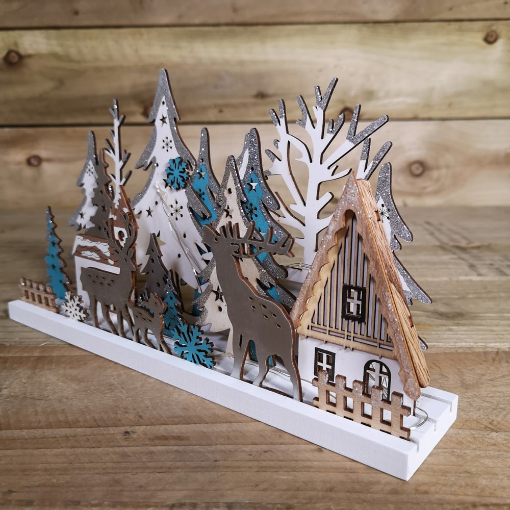 Samuel Alexander LED Wooden Reindeer Scene Silhouette Christmas Decoration Image 5