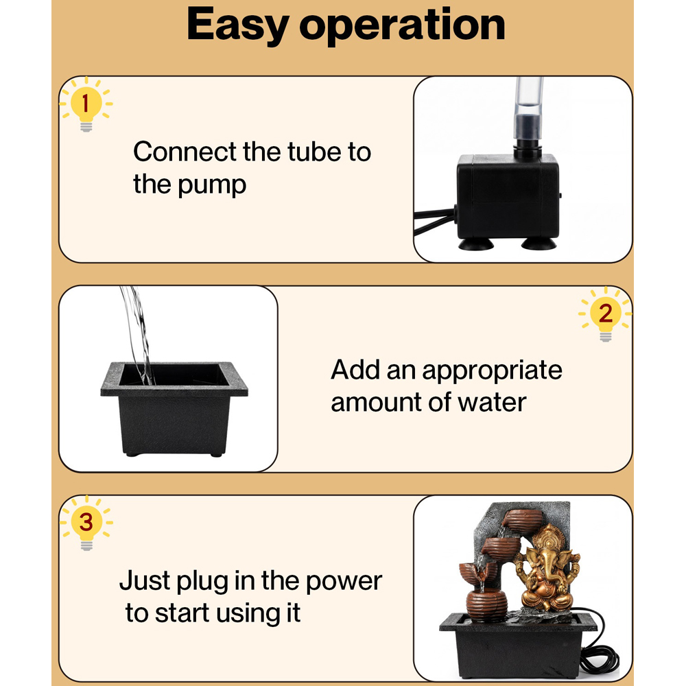 Spector Bronze Resin Indoor Tabletop Water Fountain with LED Light Image 7