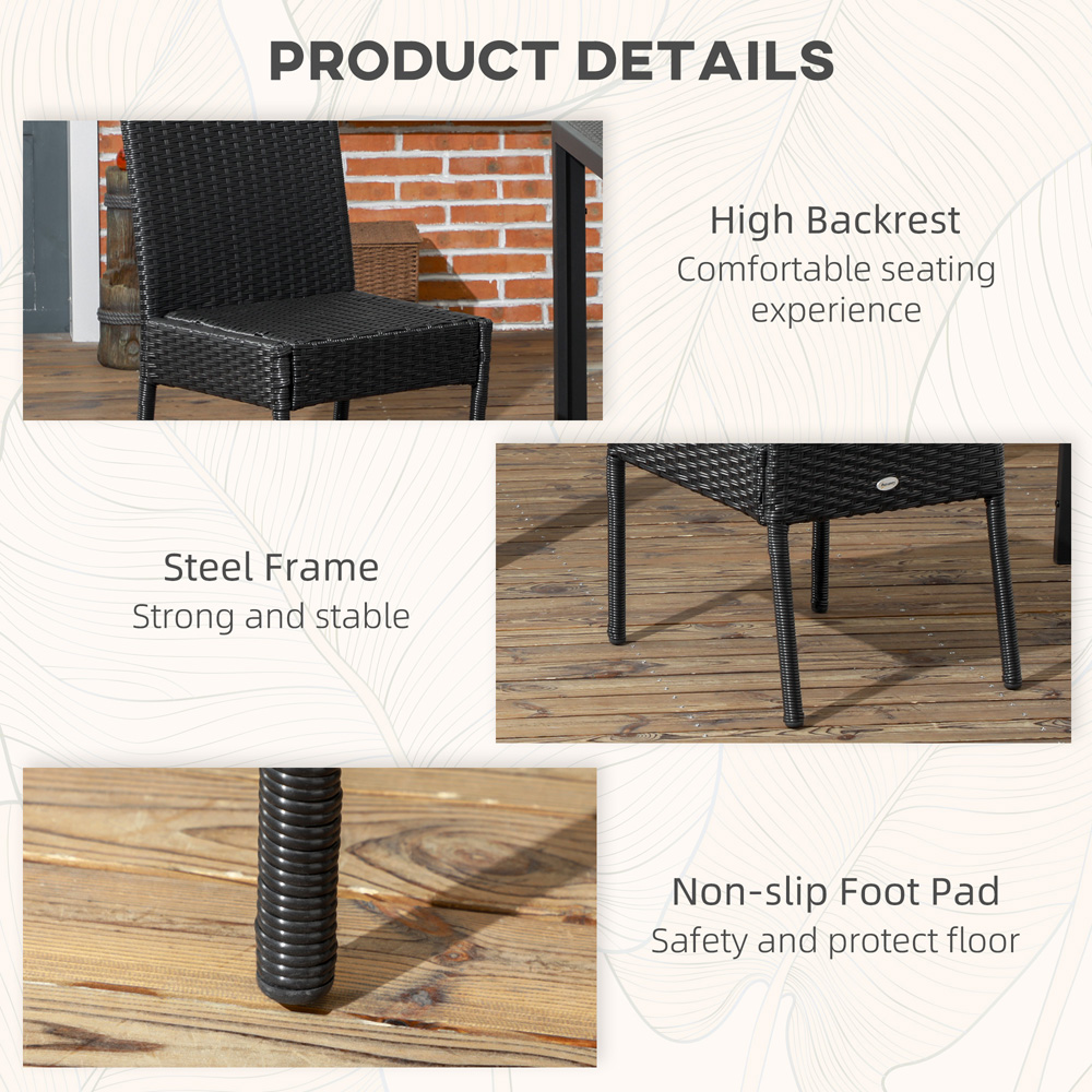 Outsunny Set of 2 Black Rattan Garden Chair Image 6