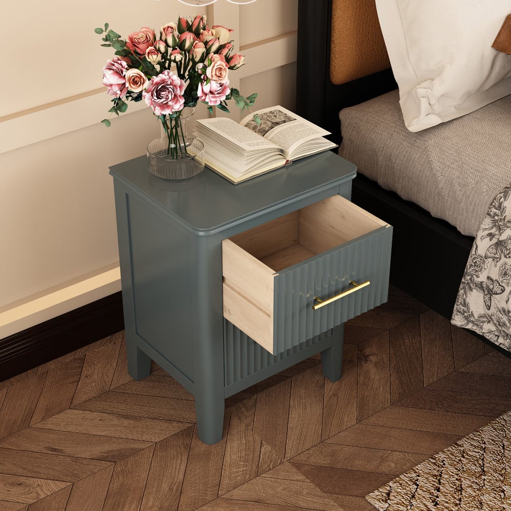 Fregona 2 Drawer Grey Bedside Table Image 8