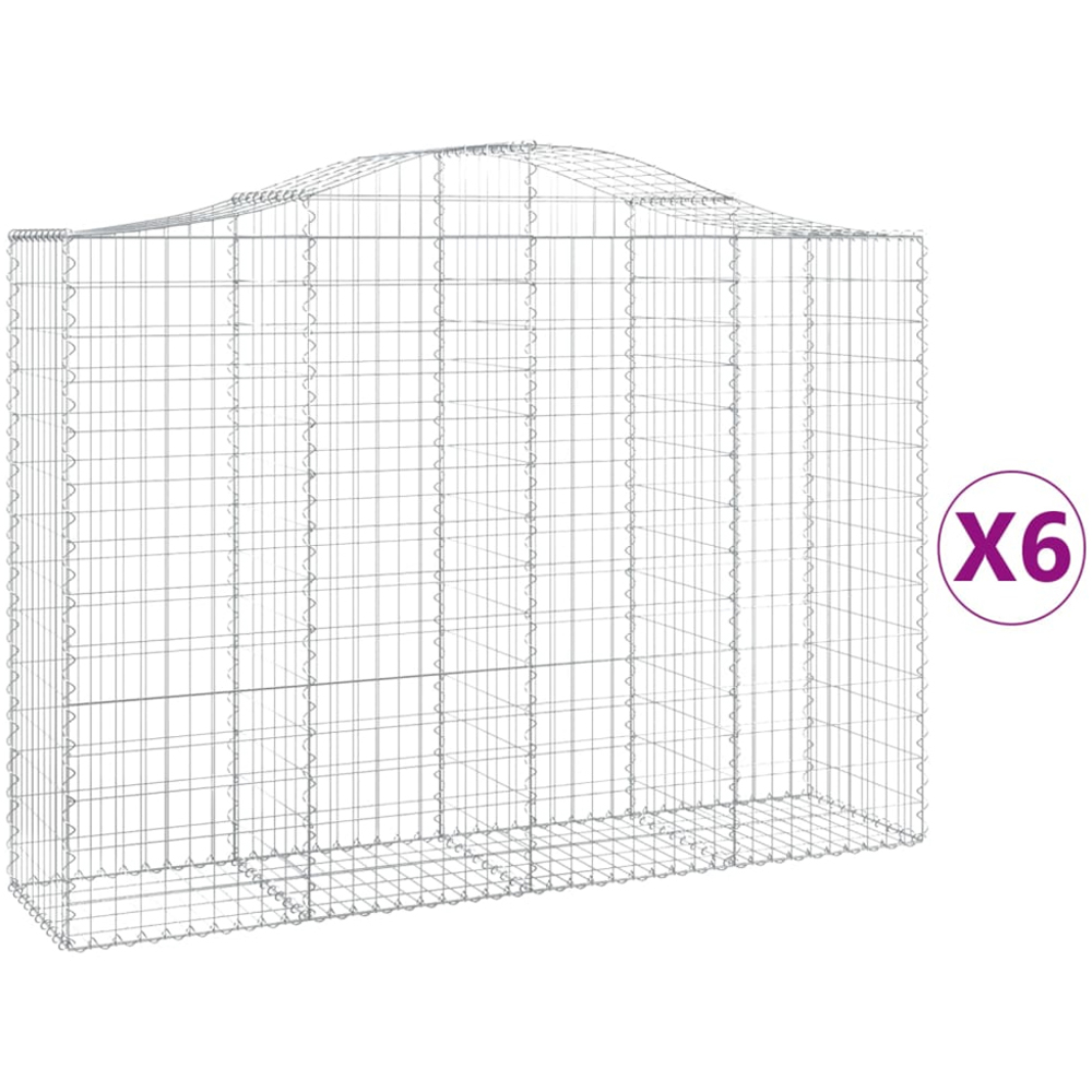 vidaXL Silver Galvanised Iron Gabion Basket 200 x 50 x 140/160cm 6 Pack Image 4
