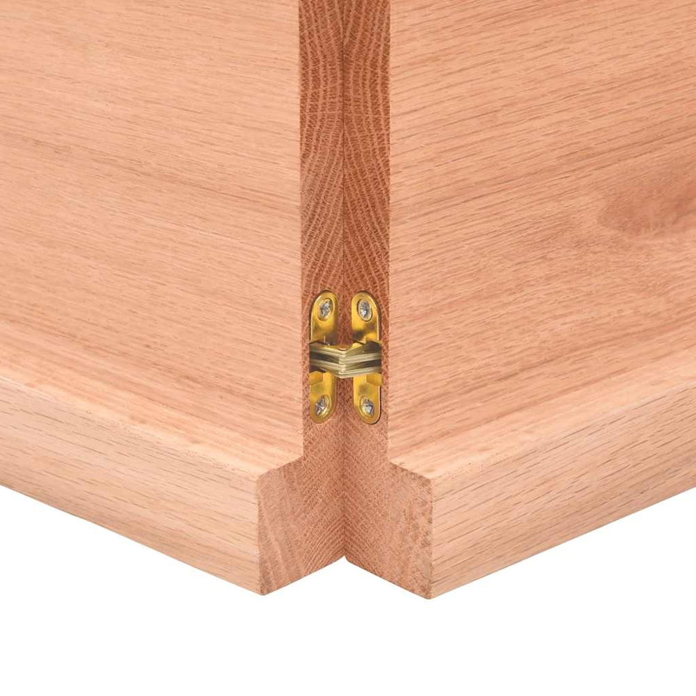vidaXL 180 x 50 x 4cm Light Brown Treated Solid Wood Oak Wall Shelf Image 4