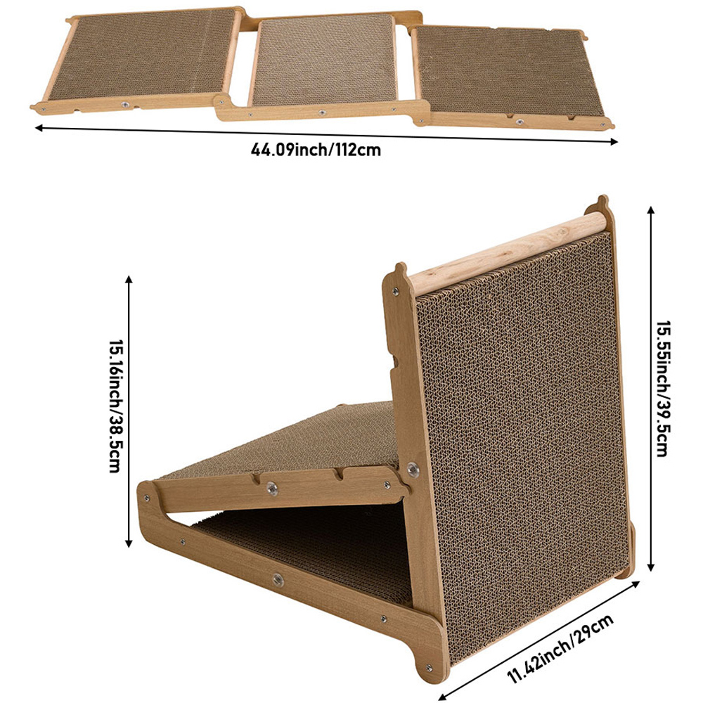 H&O Direct Tri Fold Multi-functional Corrugated Paper Cat Scratcher Image 6