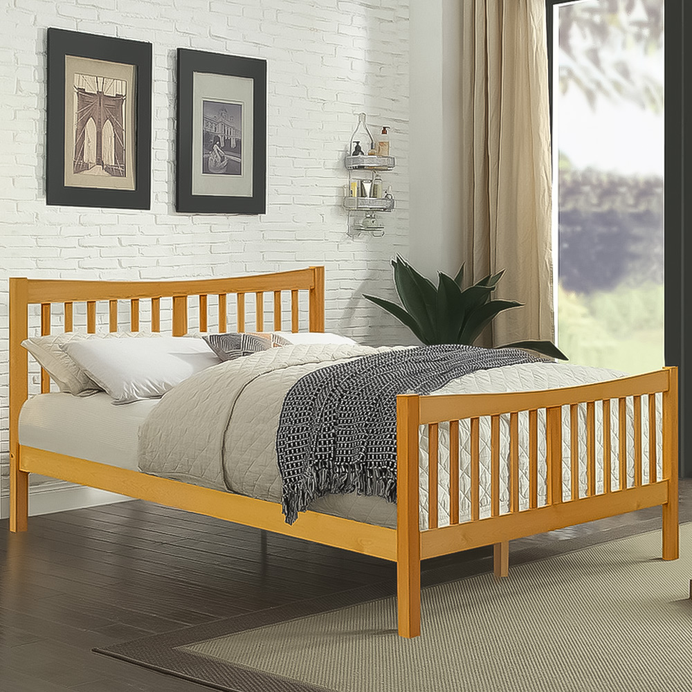 Brooklyn King Size Caramel Solid Wooden Country Bed Frame Image 1