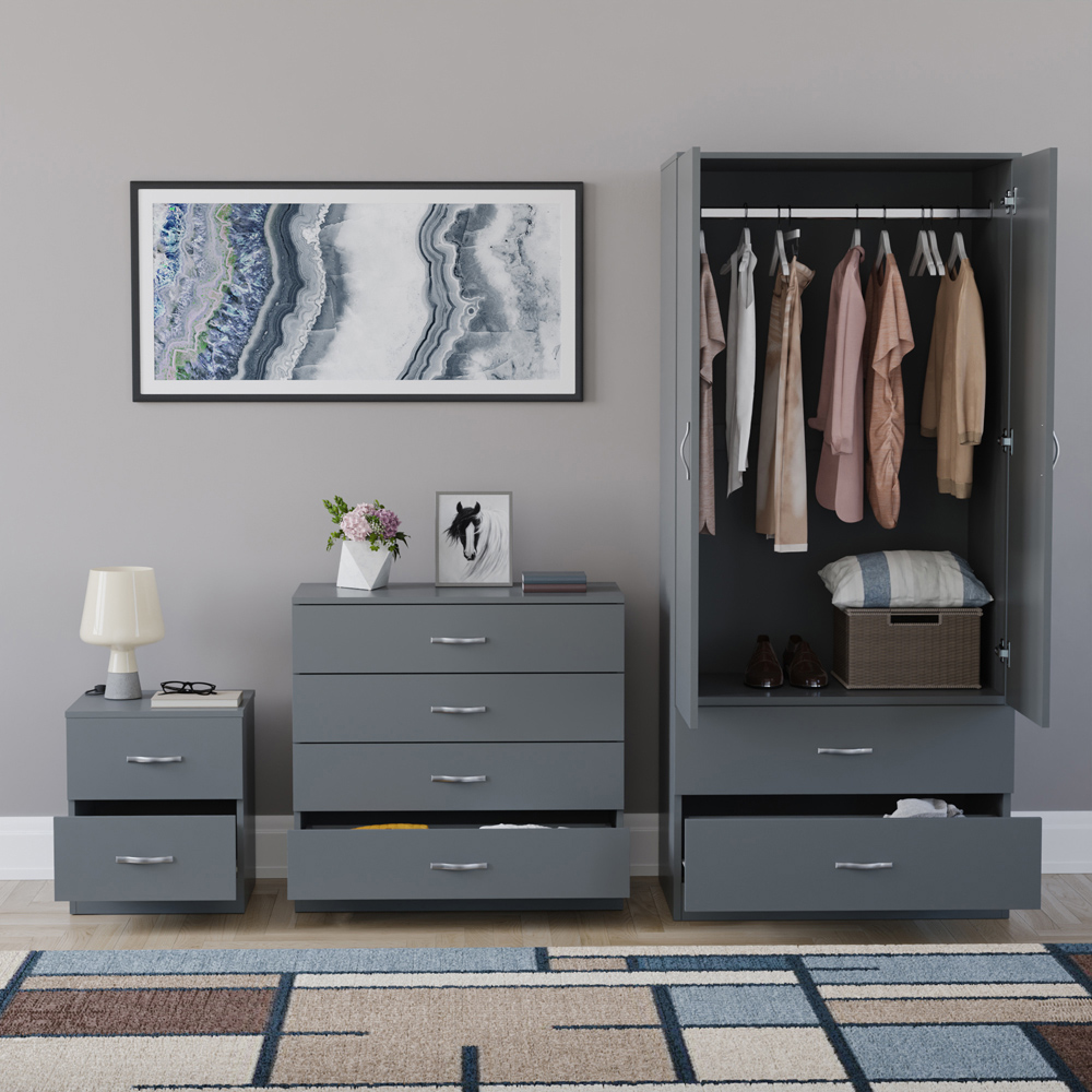 VIDA DESIGNS Riano Grey 3 Piece Bedroom Furniture Set Image 3