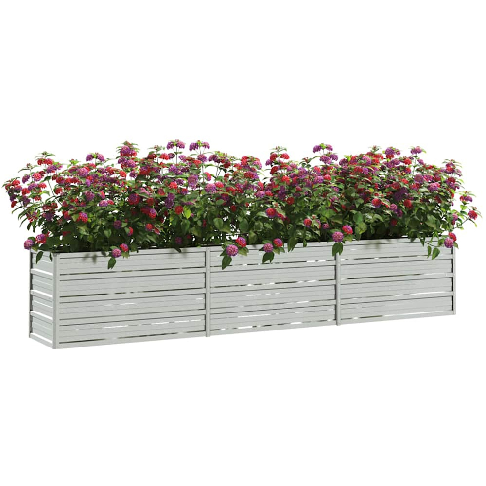 vidaXL Silver Galvanised Steel Raised Garden Bed 240 x 40 x 45cm Image 2
