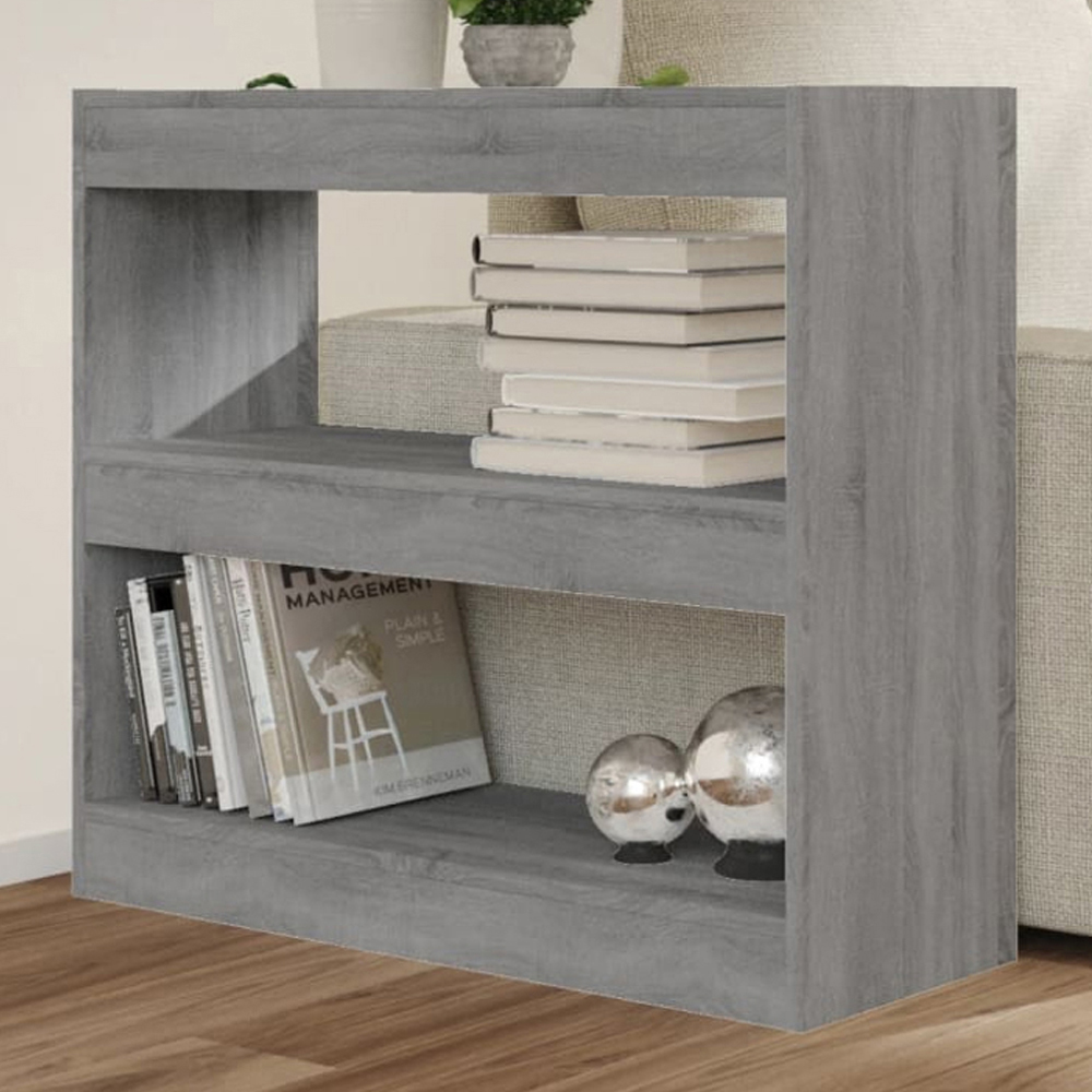 vidaXL 2 Shelf Grey Sonoma Small Bookcase Image 1