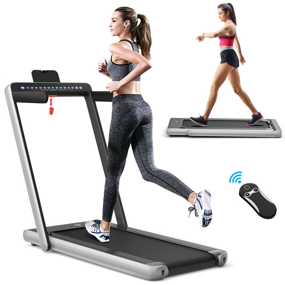 Costway 2 in 1 Silver Electric Folding Under Desk Treadmill with Bluetooth Image 3