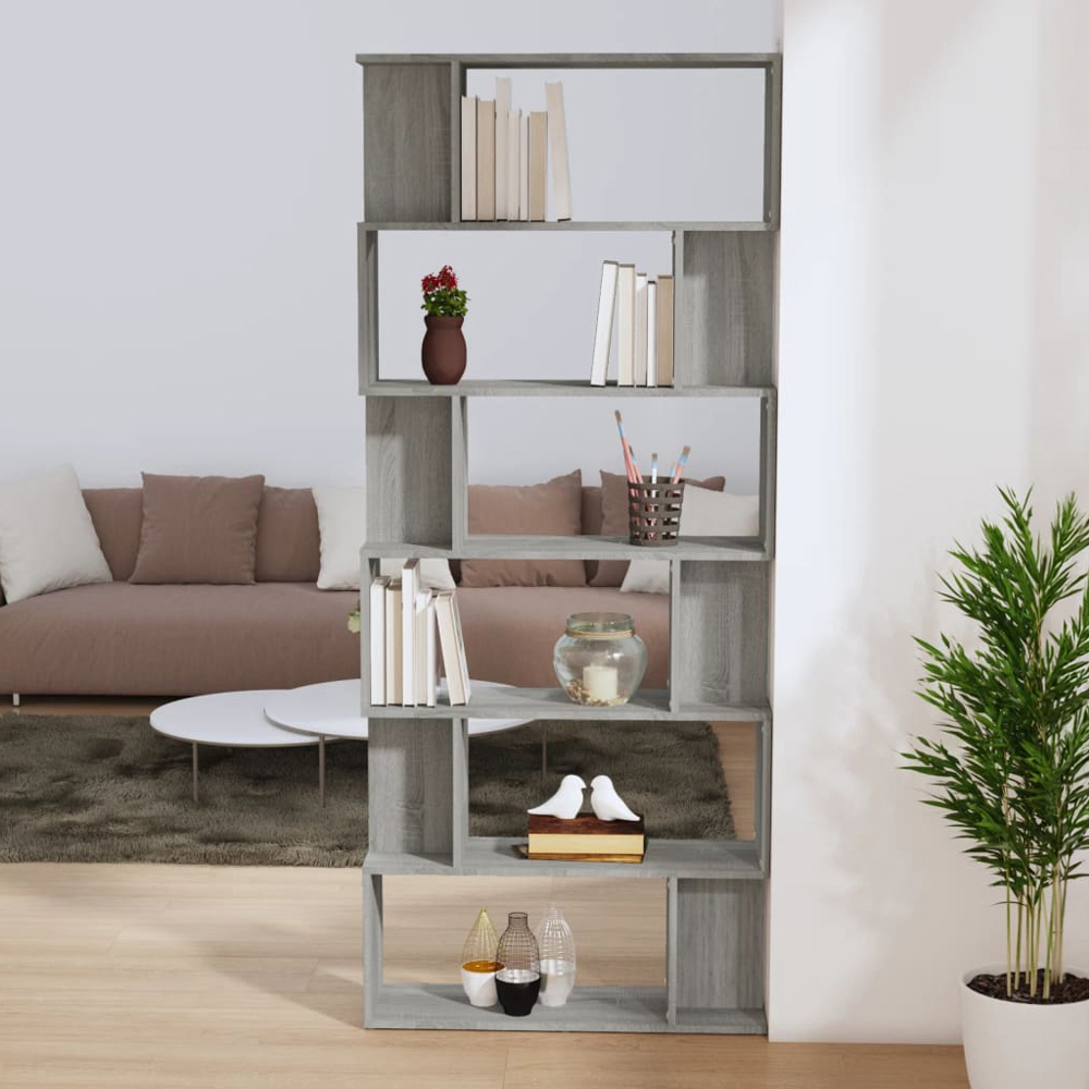vidaXL 12 Shelf Grey Sonoma Tall Bookcase Image 1