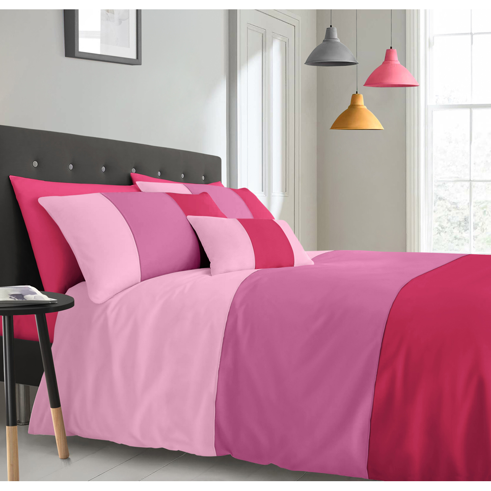 Intimates Lexie King Size Pink Colour-Block Duvet Cover Set Image 2