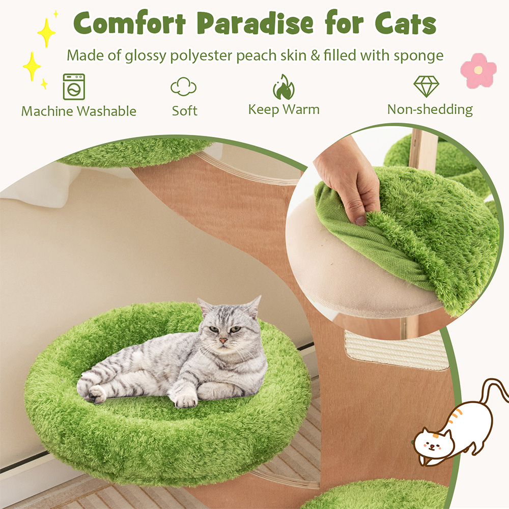 Costway Green Pine Shape Multi Level Cat Tower Tree 128cm Image 6