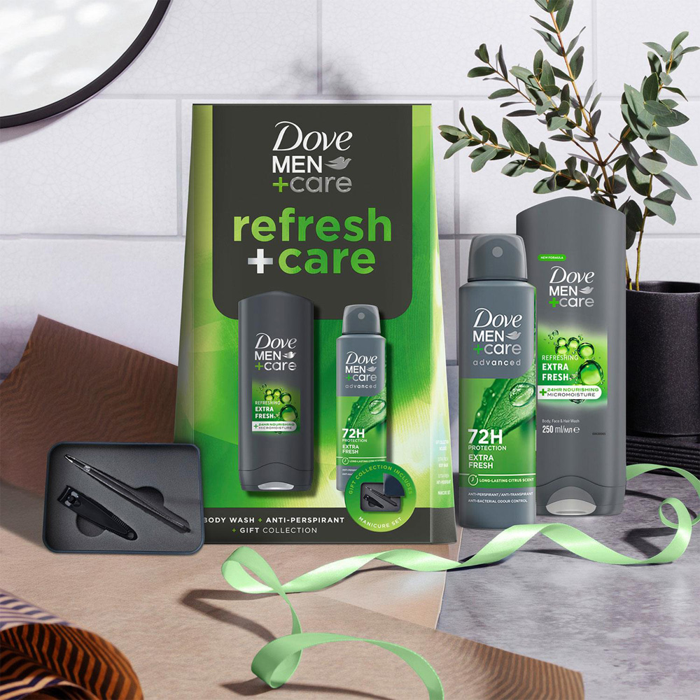 Dove Men+Care Refresh Citrus and Cedarwood Scent Bodywash Bodyspray and Manicure Gift Set 2 Pack Image 2
