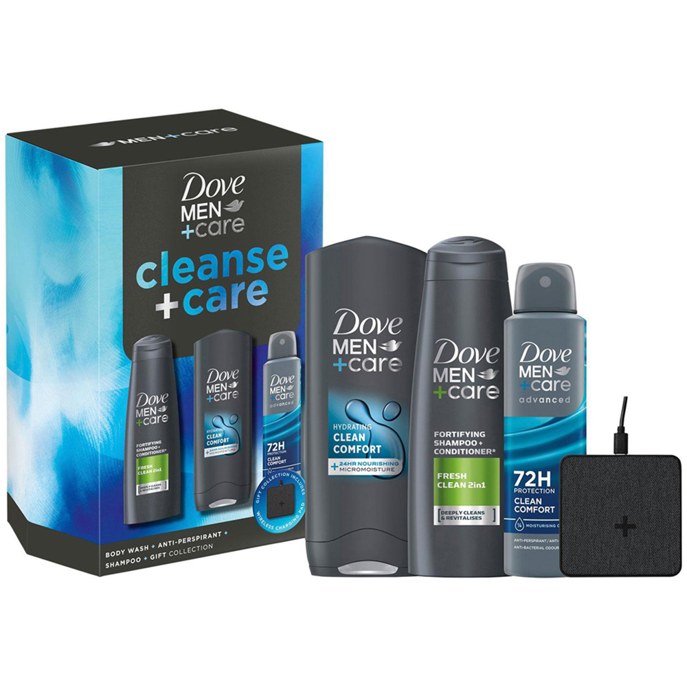 Dove Men+Care Cleanse+Care Bodywash Deodorant and Shampoo Gift Set 2 Pack Image 3