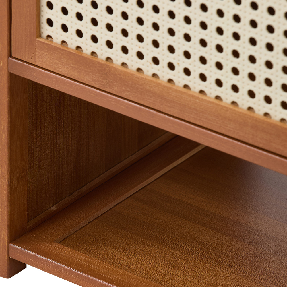 Living and Home 2 Door Single Open Shelf Brown Rattan Shoe Cabinet Image 3
