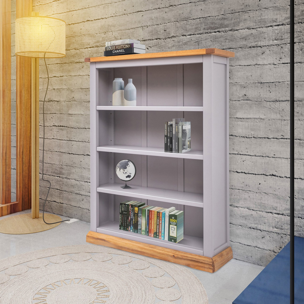 Biccari 4 Shelf Grey Wide Bookcase Image 8