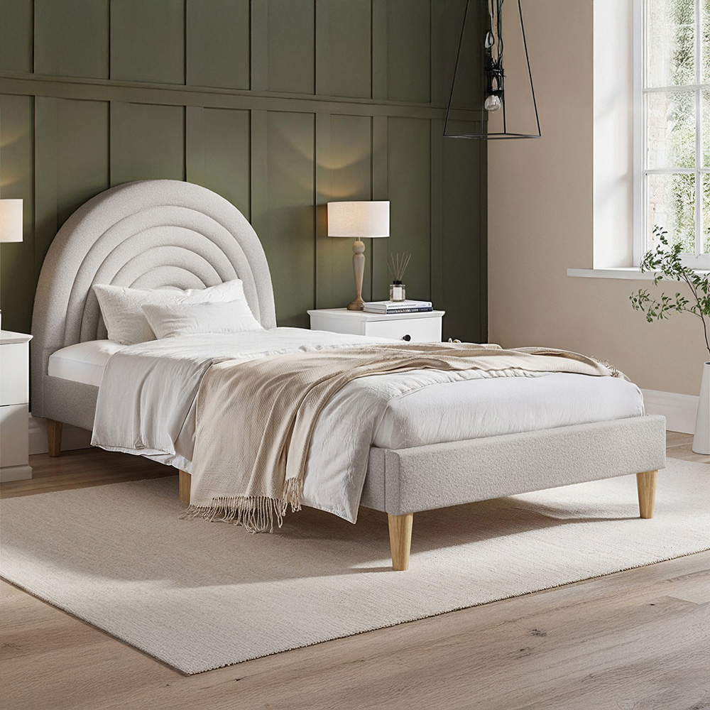 Flair Ava Single Grey Boucle Fabric Bed Image 4