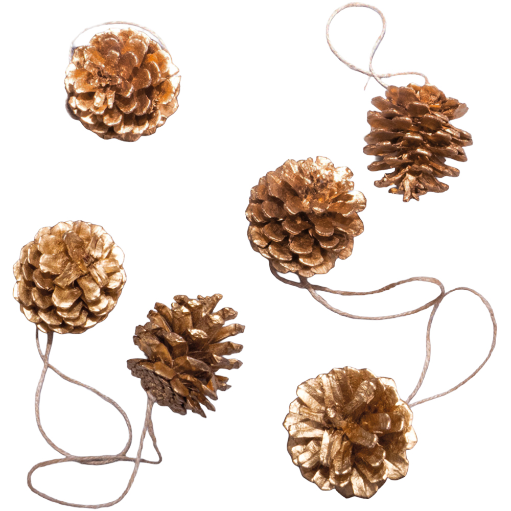 St Helens Gold Hanging Pinecones Ornaments 6 Pack Image 1