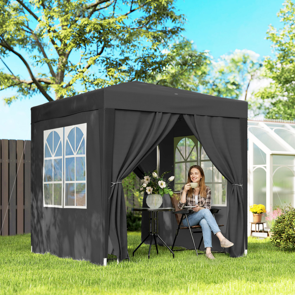 Outsunny 2 x 2m Black Marquee Pop Up Gazebo Party Tent Image 1
