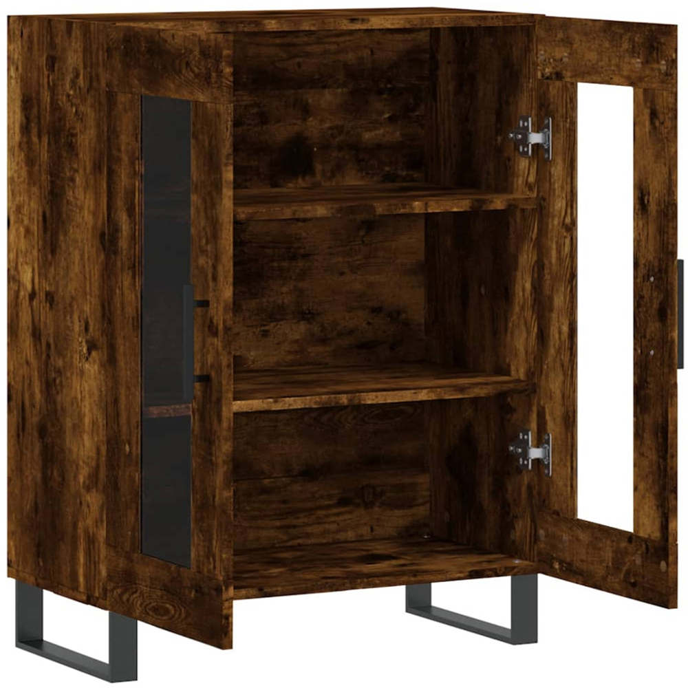 vidaXL 2 Glass Door Smoked Oak Sideboard Image 6