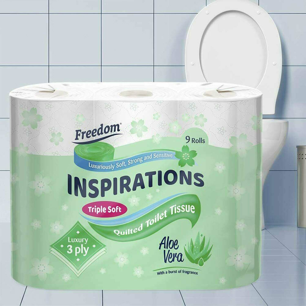 Freedom Inspirations Quilted Aloe Vera Toilet Paper 90 Rolls 3 Ply Image 6