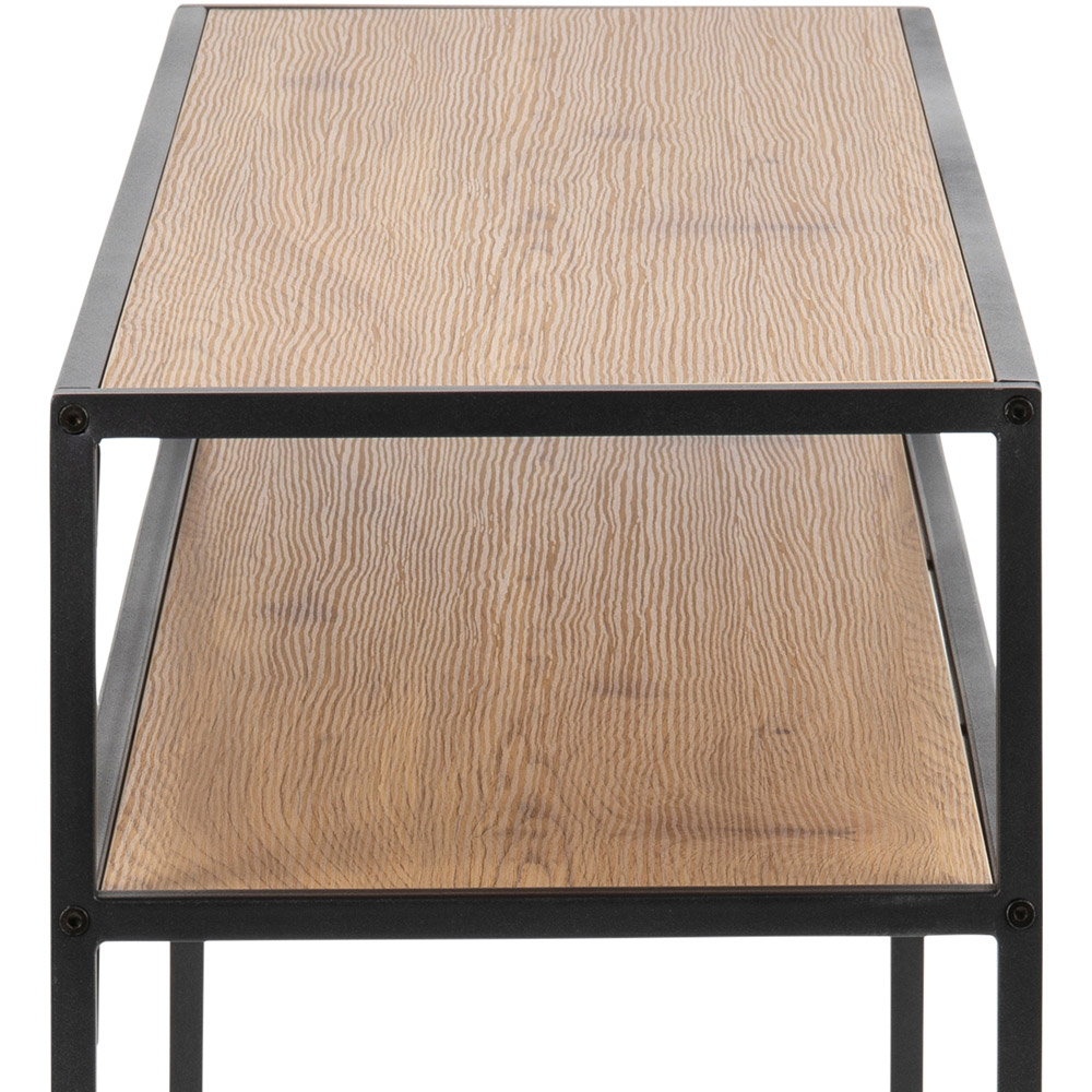 Florence Seaford Single Shelf Oak Top Black Metal Console Table Image 7