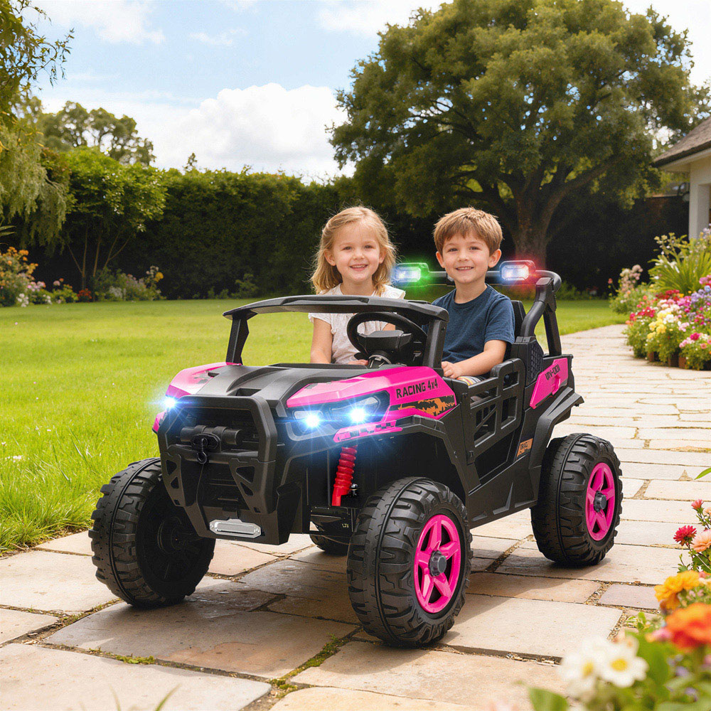 Tommy Toys 2 Seater Kids Pink Ride On Electric Truck with Remote 24V Image 2