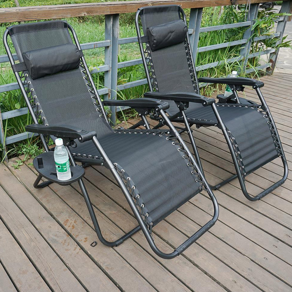 Eurotrade Set of 2 Black Zero Gravity Recliner Chair Image 1