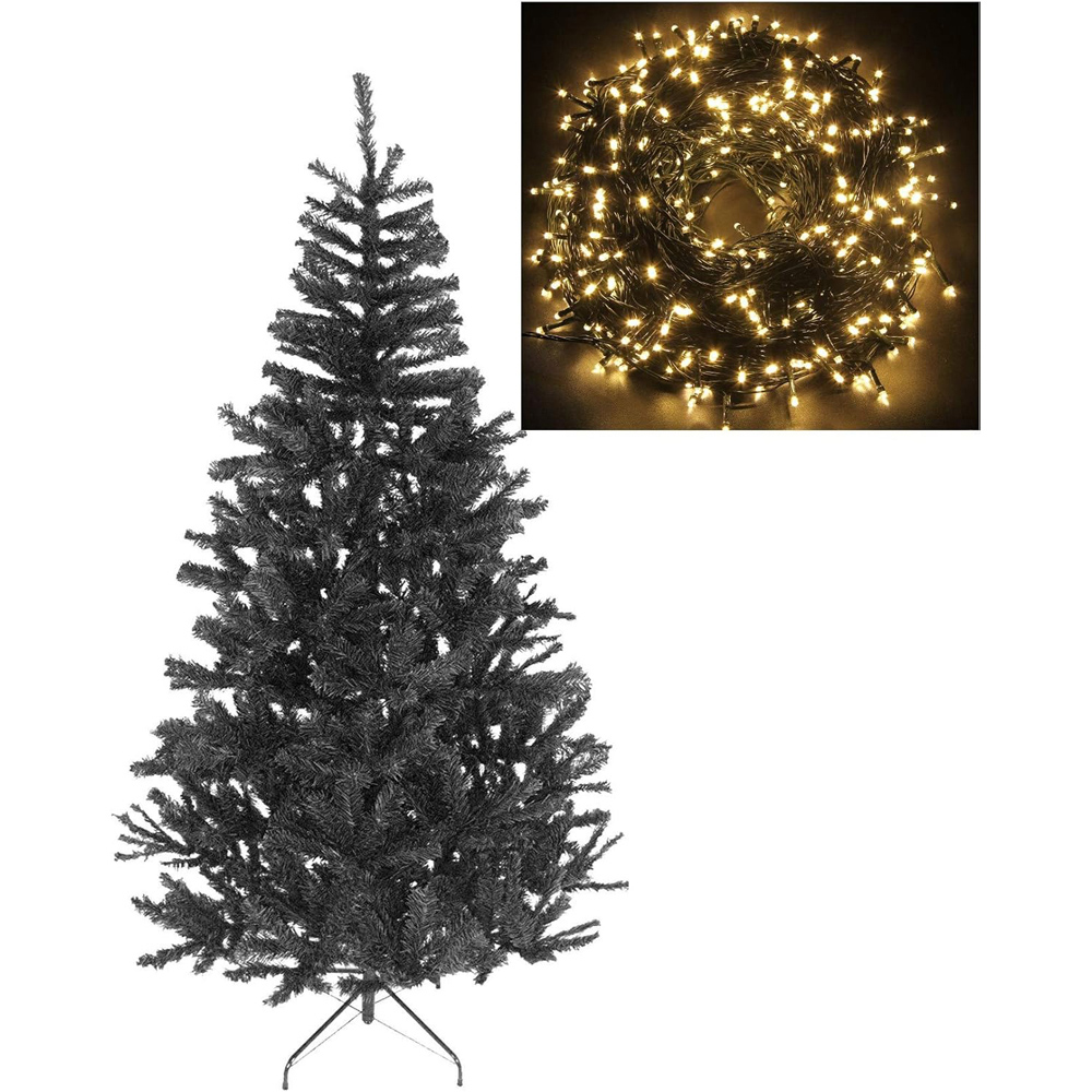 Shatchi Warm White LED Jet Alaskan Pine Artificial Christmas Tree 8ft Image 2