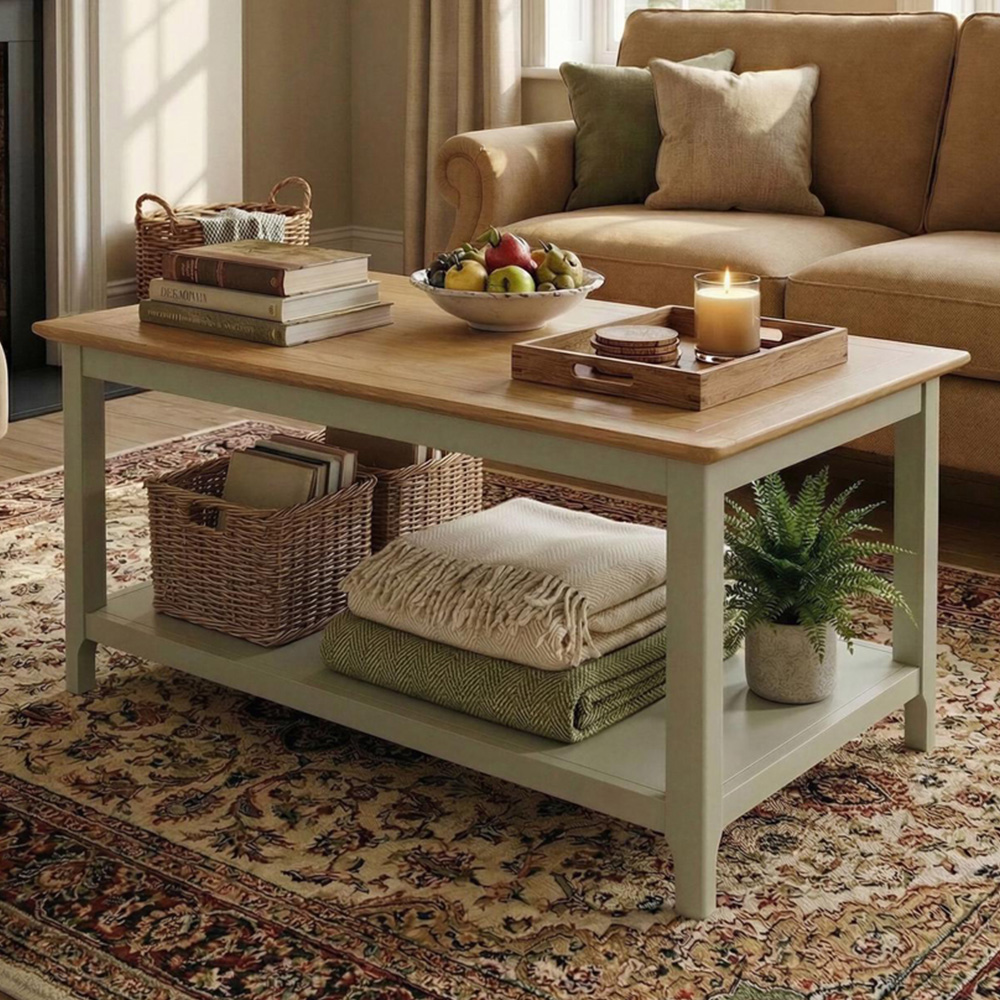 FWStyle Taberno Sage Green and Oak Coffee Table Image 1