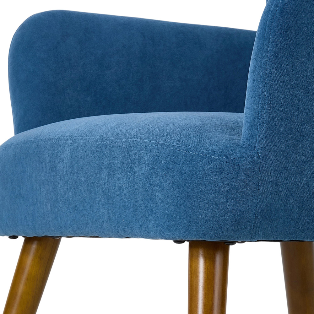 Living and Home Blue Velvet Vertical Stripe Backrest Accent Chair Image 4
