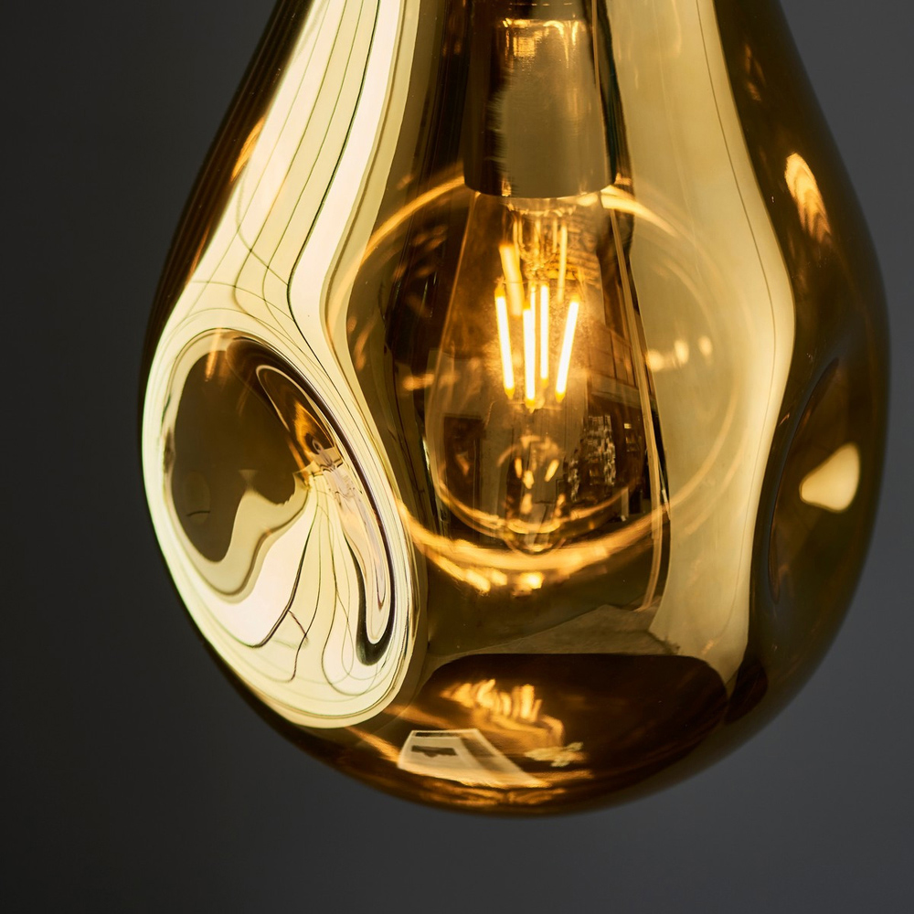 Merano Perugia Small Metallic Glass Gold Pendant Ceiling Lamp Image 4