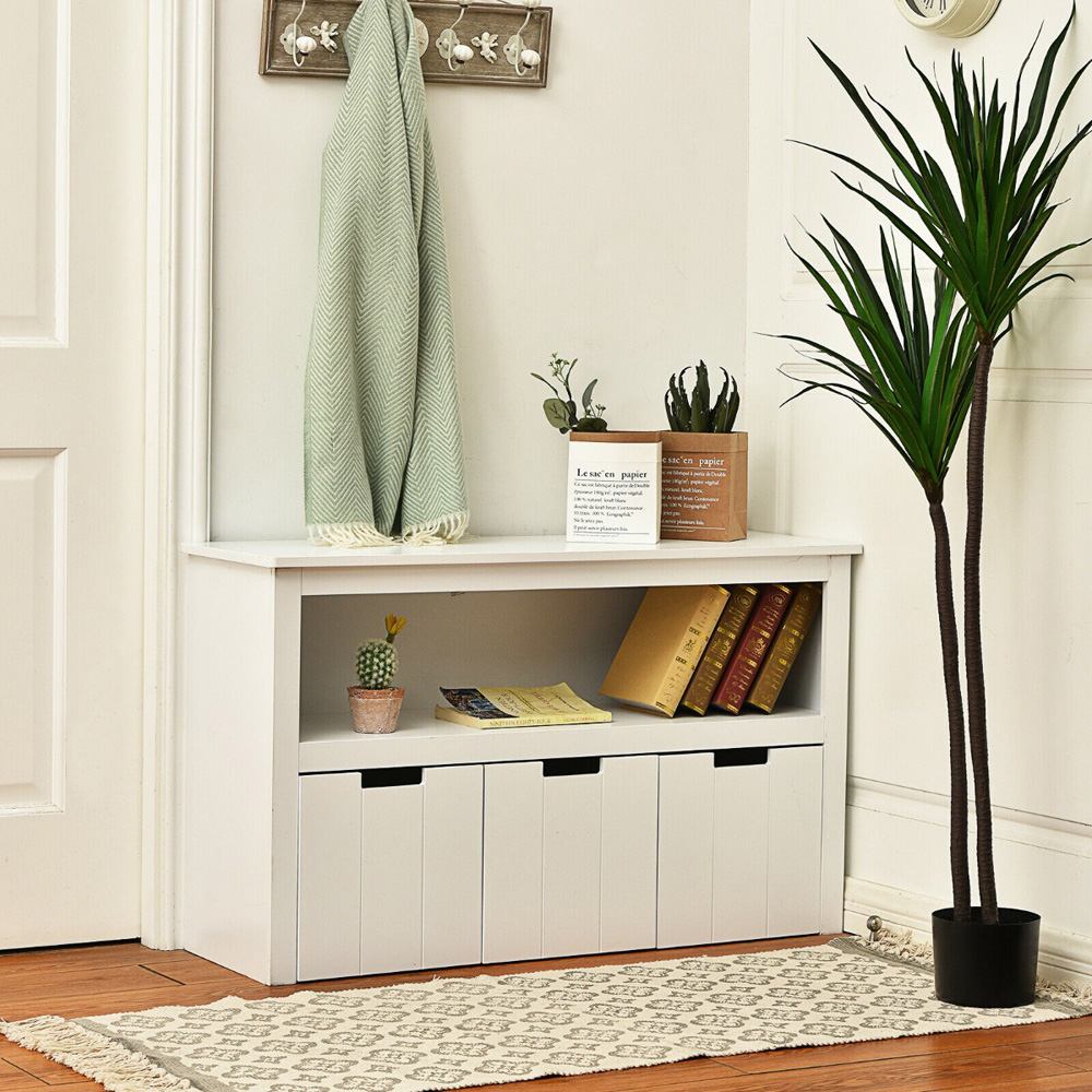 Costway 3 Drawer Single Shelf White Kids Storage Cabinet Image 5