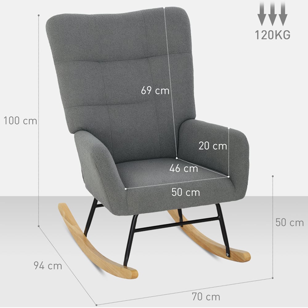 Portland Grey Modern Rocking Chair with Backrest Image 9