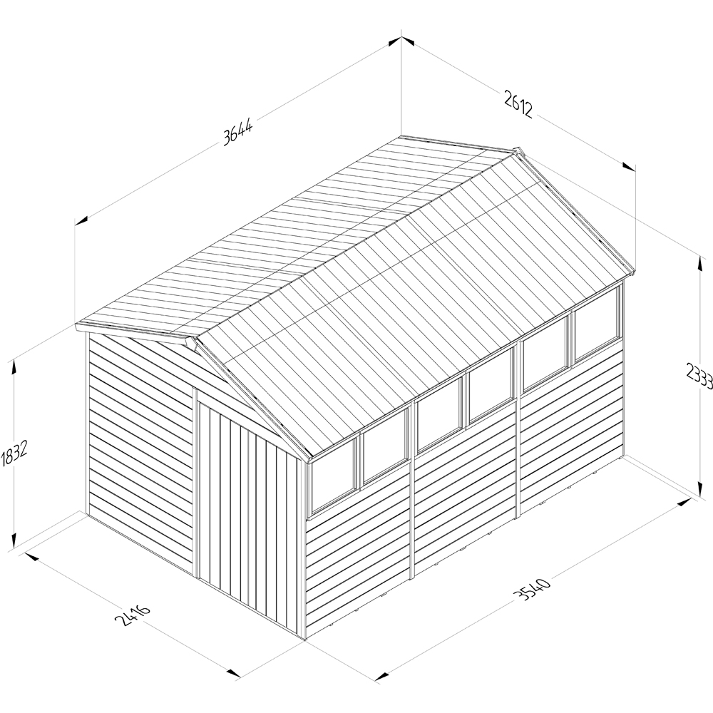 Forest Garden Timberdale 8 x 12ft 2 Opening Apex Shed Image 9
