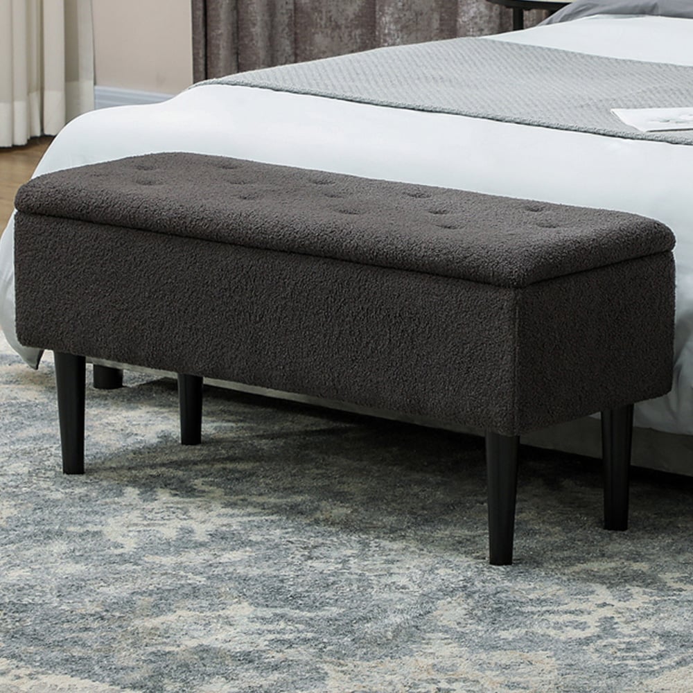 HOMCOM Dark Grey Bed End Ottoman Bench Image 1