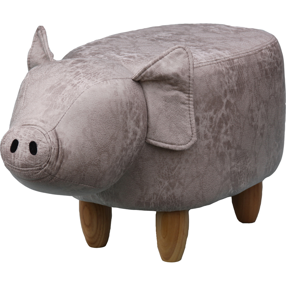 Gardeco Plato The Pig Grey Leatherette Footstool Image 6