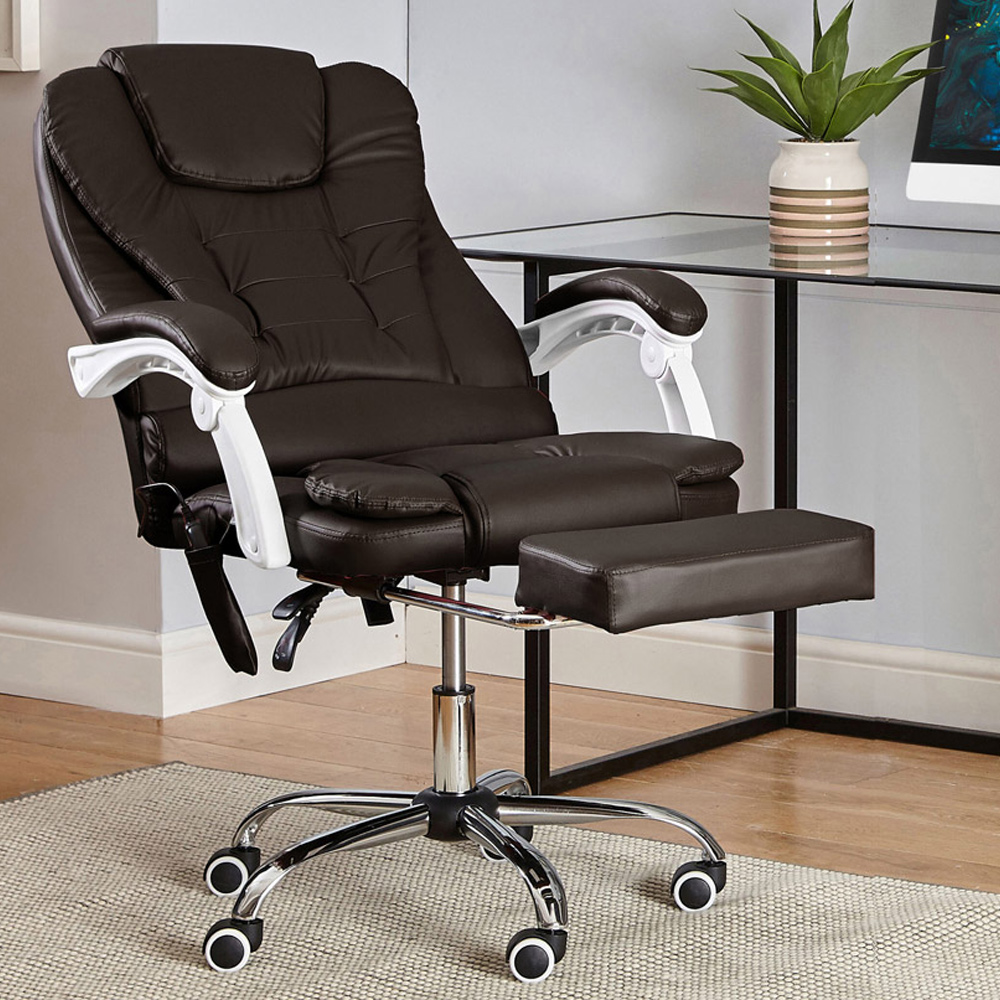 Neo Brown Faux Leather Swivel Massage Office Chair Image 1