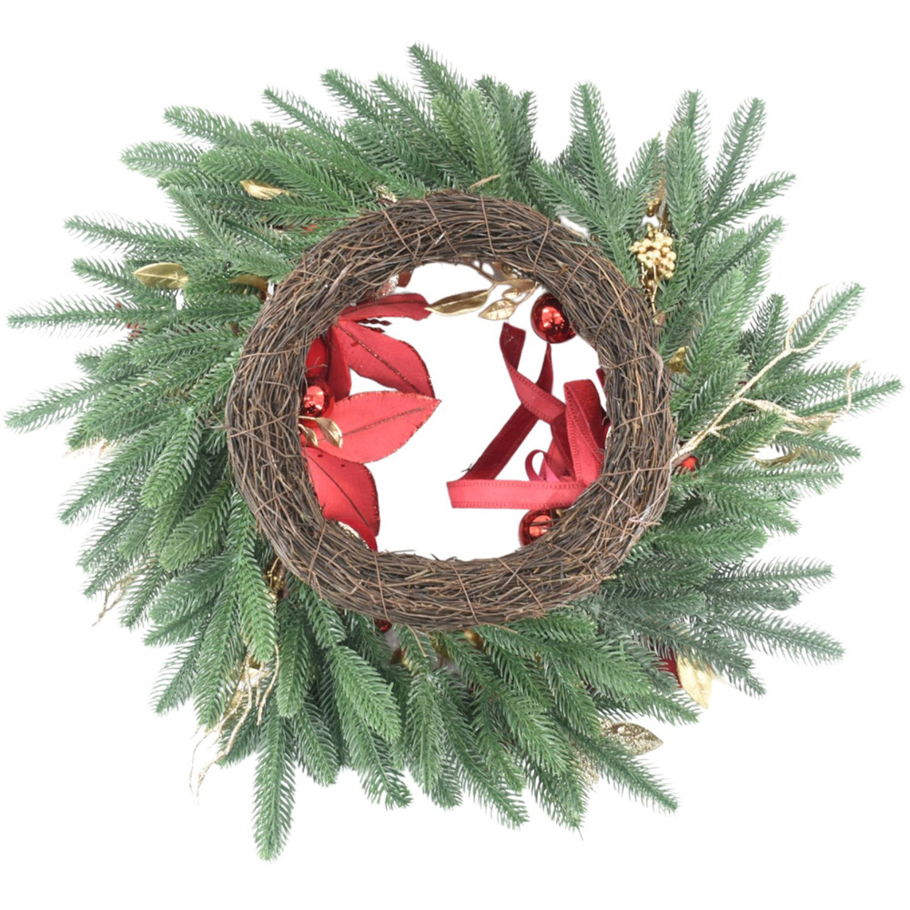 Noel Ribbon Poinsettia Wreath Image 7
