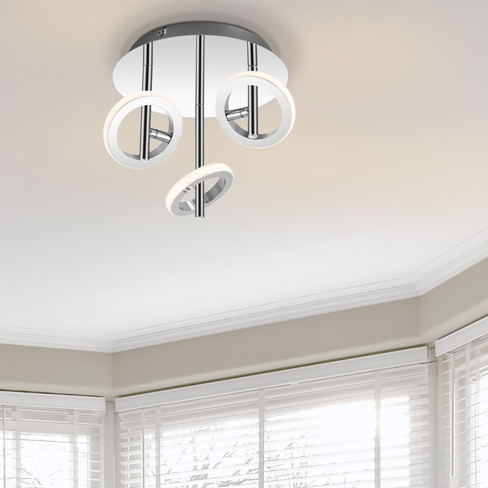 Cosylyte Holdon 3 Ring Chrome Drop Rod LED Ceiling Spotlight Image 2