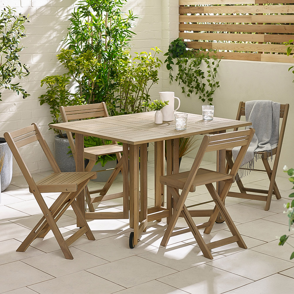 Furniturebox Brigend 4 Seater Wooden Foldable Outdoor Table Set Image 1