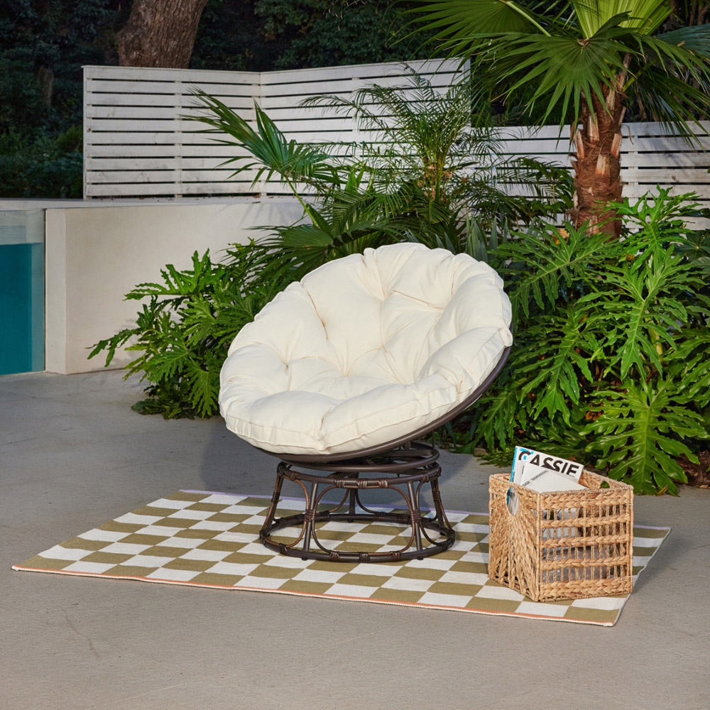 Home Detail Monica Brown and Cream Swivel Papasan Chair Image 5