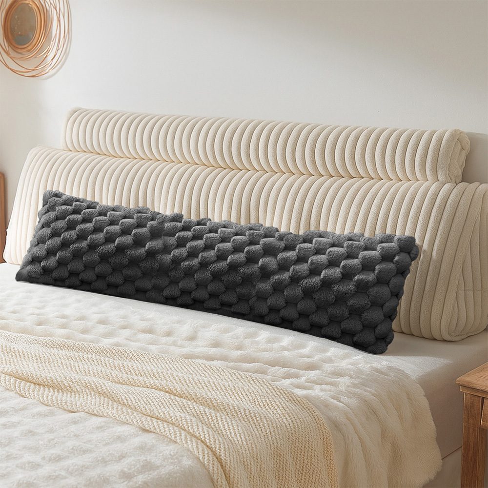 Velosso Charcoal Chunky Popcorn Bolster Pillow 137 x 40cm Image 2