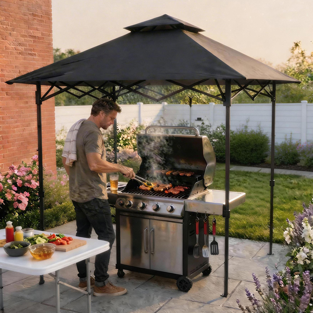 Home Source Verano 2.5 x 1.6m Black Folding BBQ Gazebo Image 1