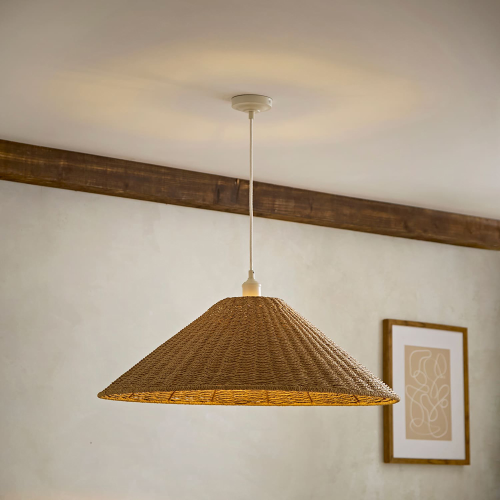 ValueLights Thelma Wicker Conical Shade Ceiling Light with Bulb Image 6