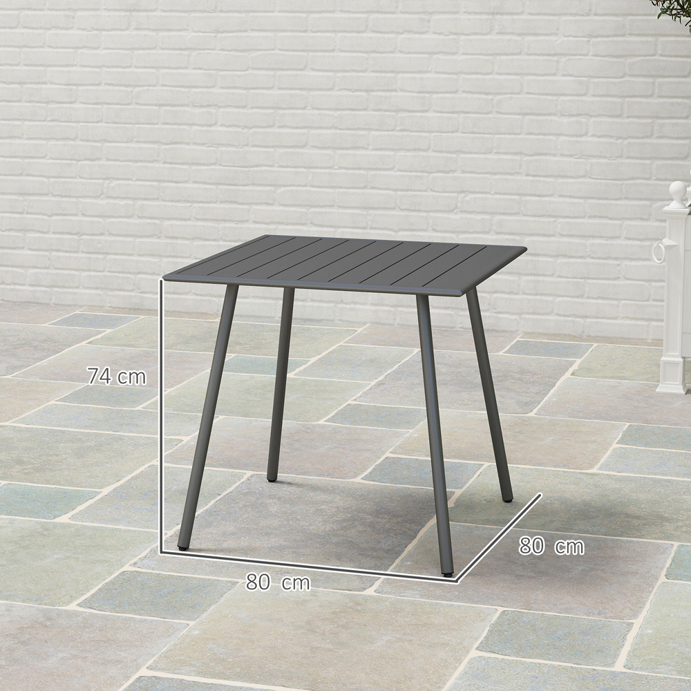 Outsunny 4 Seater Slate Top Steel Garden Dining Table Grey Image 9